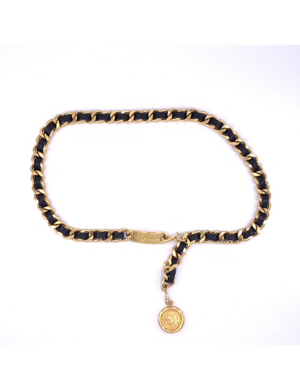 Ceinture CHANEL vintage cuir et métal 