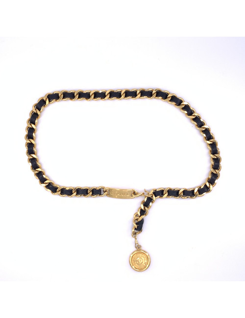 Ceinture CHANEL vintage cuir et métal 