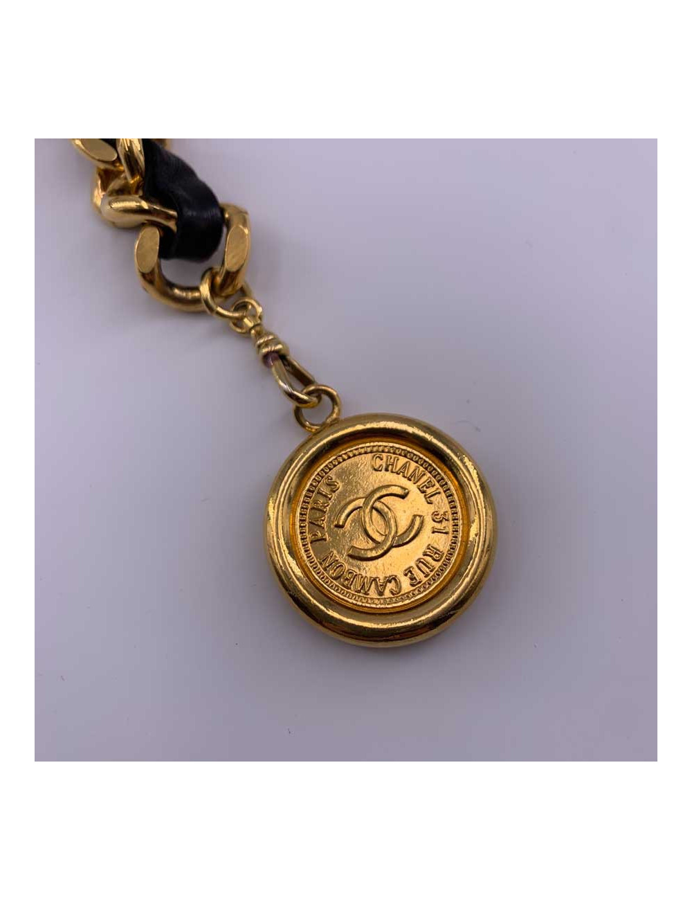 Ceinture CHANEL vintage cuir et métal 