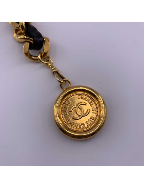 Ceinture CHANEL vintage cuir et métal 