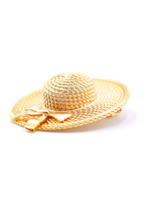 Broche chapeau CHANEL dorée vintage