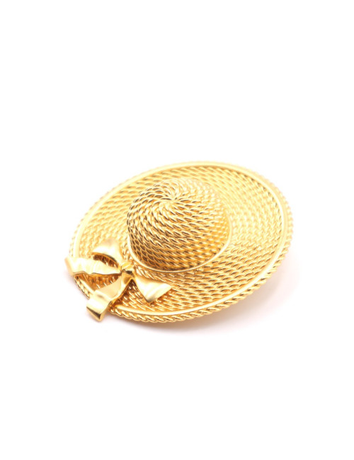 Broche chapeau CHANEL dorée vintage