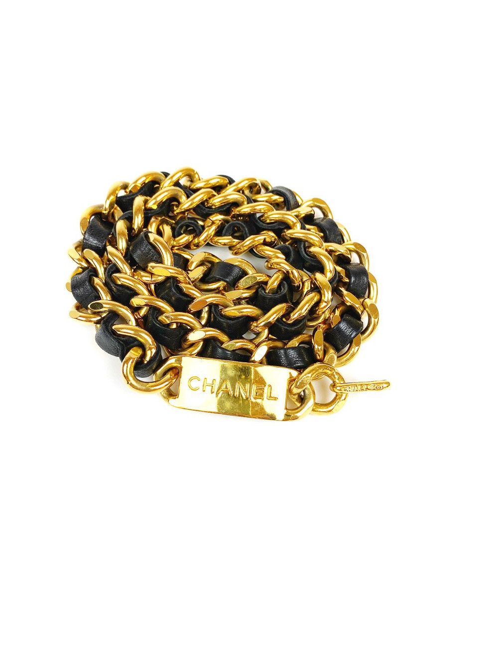 Ceinture CHANEL vintage cuir et métal 