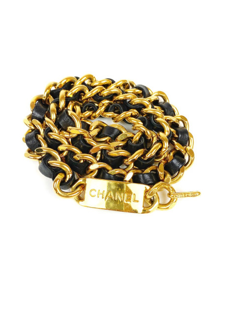 Ceinture CHANEL vintage cuir et métal 