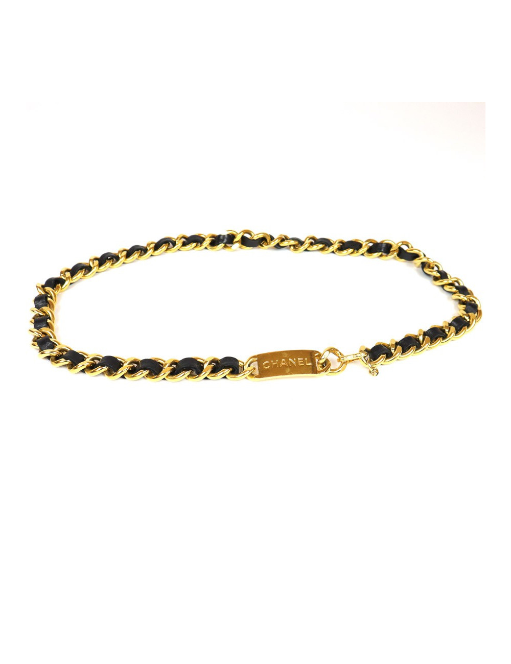 Ceinture CHANEL vintage cuir et métal 