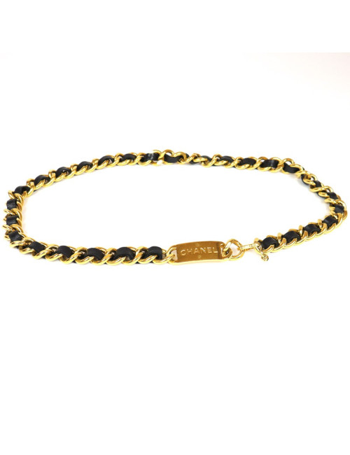 Ceinture CHANEL vintage cuir et métal 