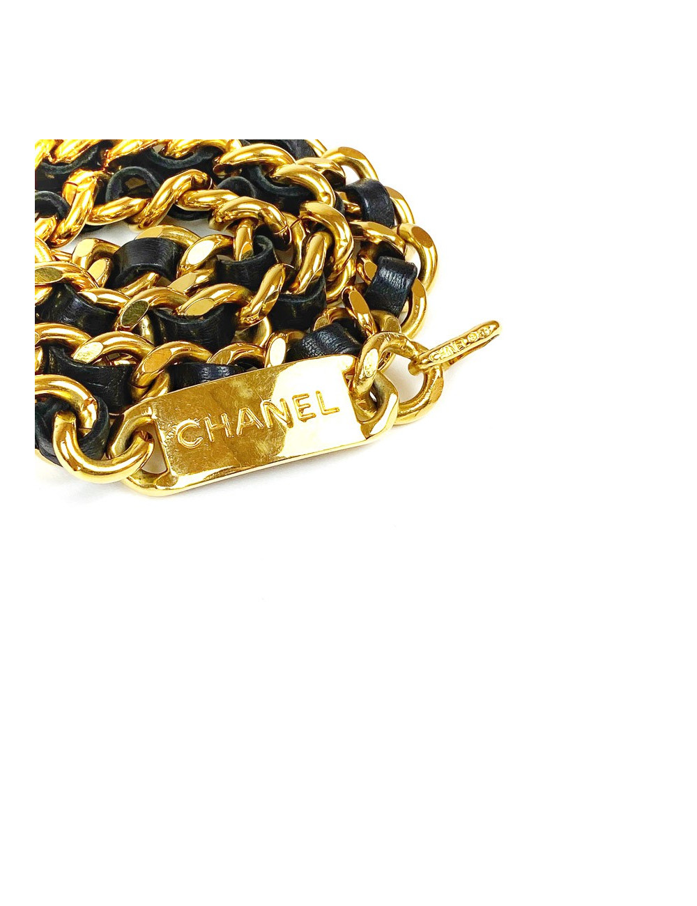 Ceinture CHANEL vintage cuir et métal 