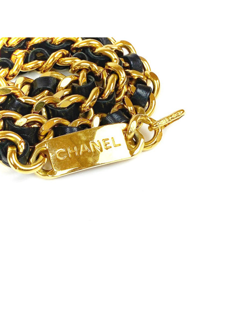 Ceinture CHANEL vintage cuir et métal 