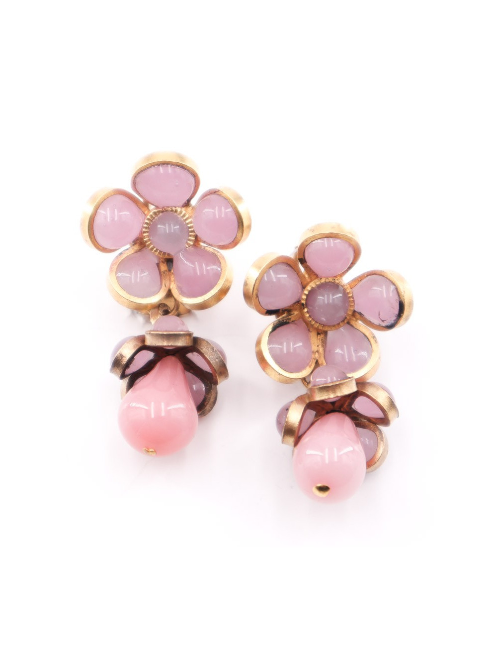 MARGUERITE DE VALOIS clips roses pendants