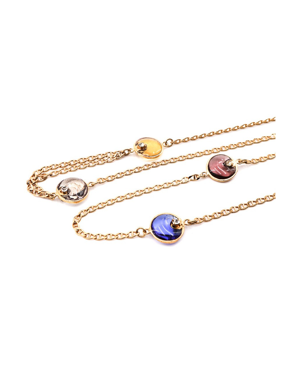 Sautoir Marguerite de VALOIS pâte de verre multicolore