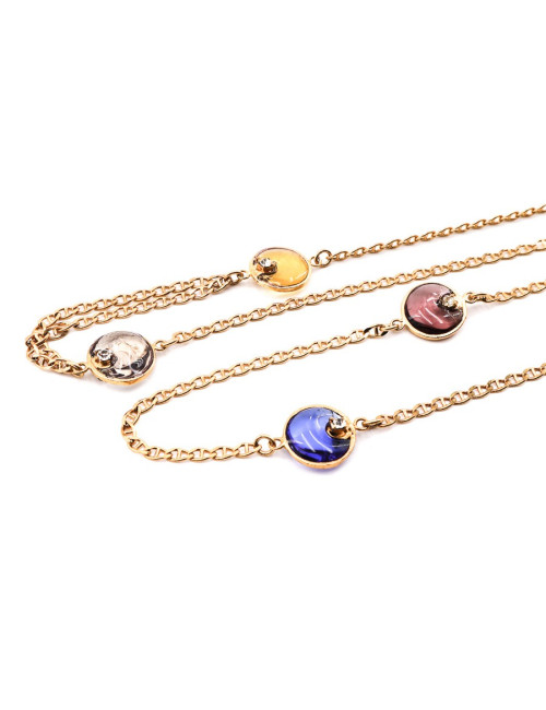 Sautoir Marguerite de VALOIS pâte de verre multicolore