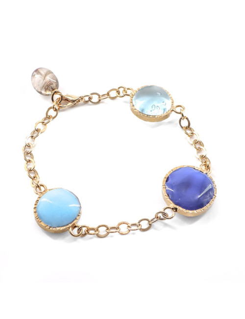 MARGUERITE DE VALOIS Bracelet bleu en pâte de verre
