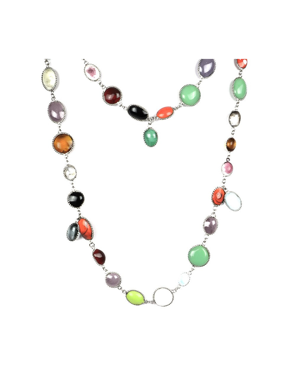 MARGUERITE DE VALOIS Sautoir Waterfalls pâte de verre multicolore