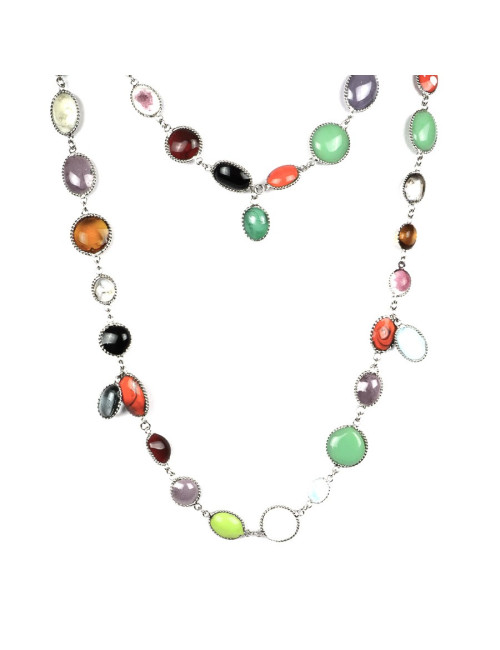 MARGUERITE DE VALOIS Sautoir Waterfalls pâte de verre multicolore