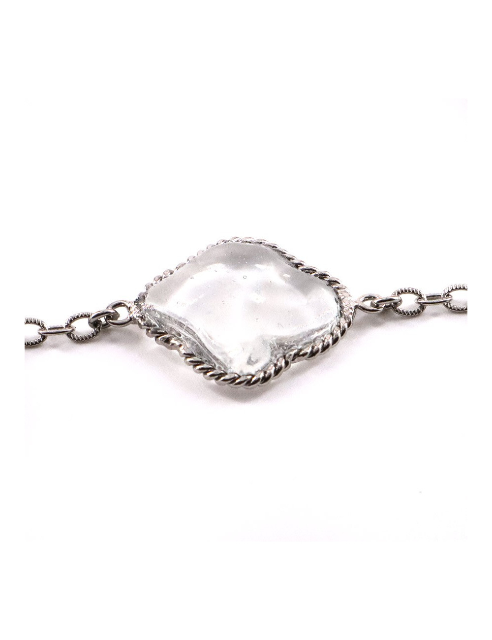 MARGUERITE DE VALOIS Bracelet vintage pâte de verre transparente