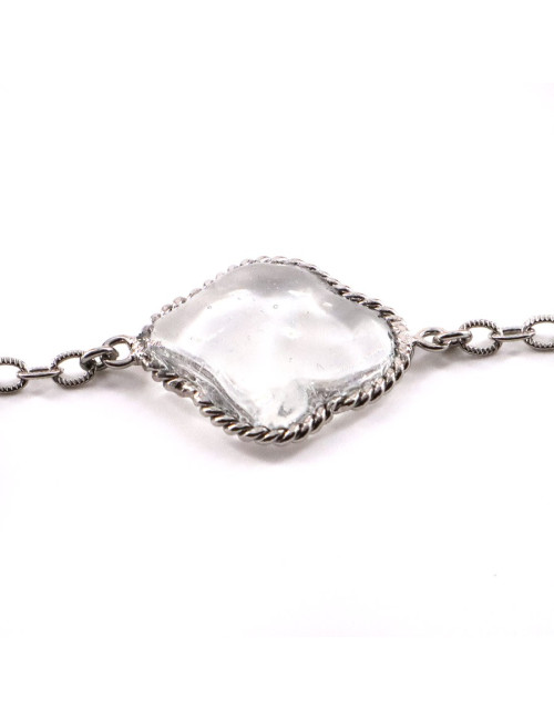 MARGUERITE DE VALOIS Bracelet vintage pâte de verre transparente
