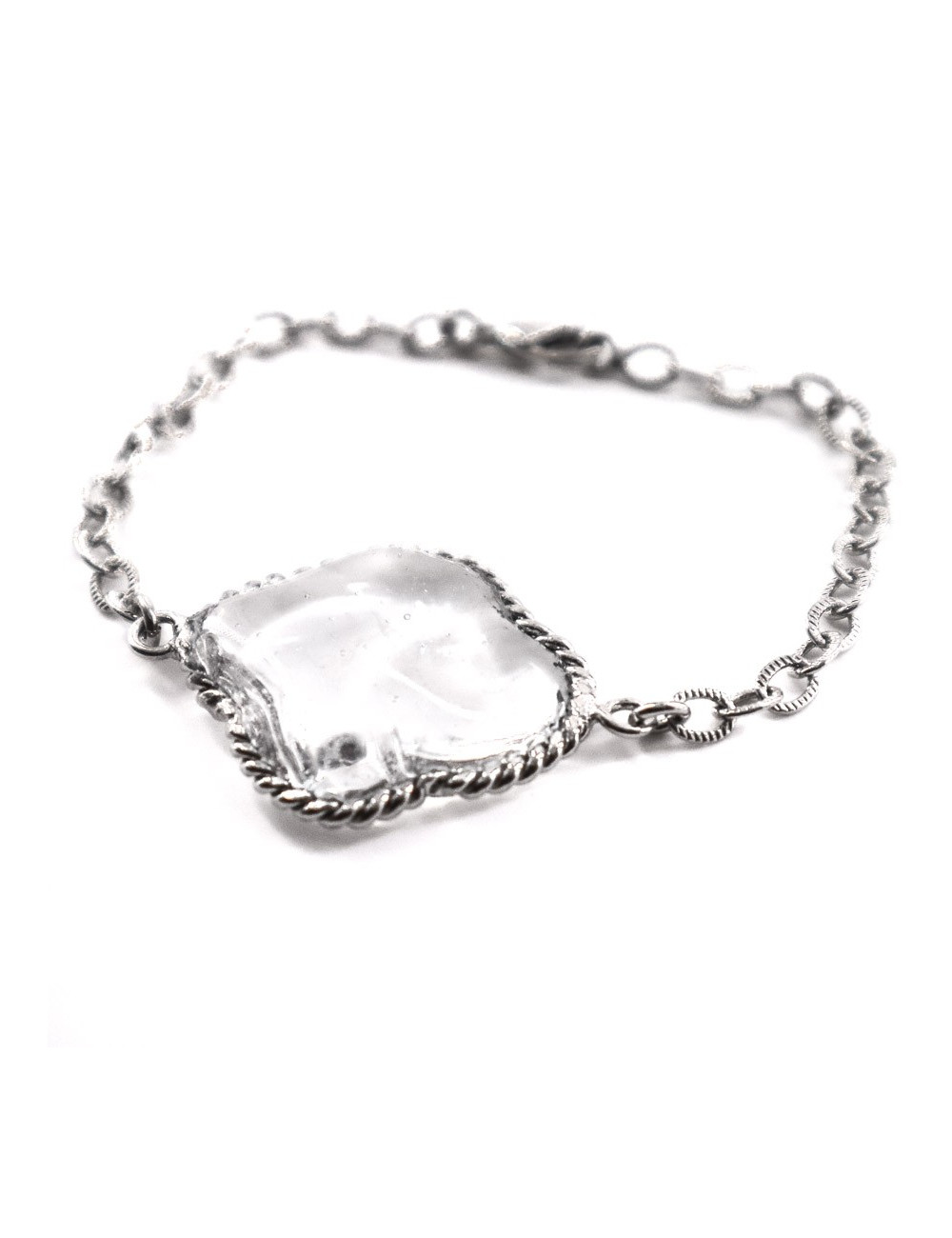 MARGUERITE DE VALOIS Bracelet vintage pâte de verre transparente