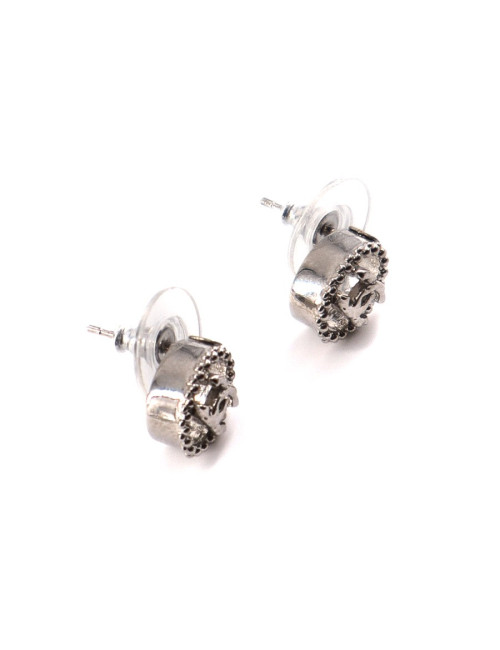 Boucles d'oreille clous CHANEL argent