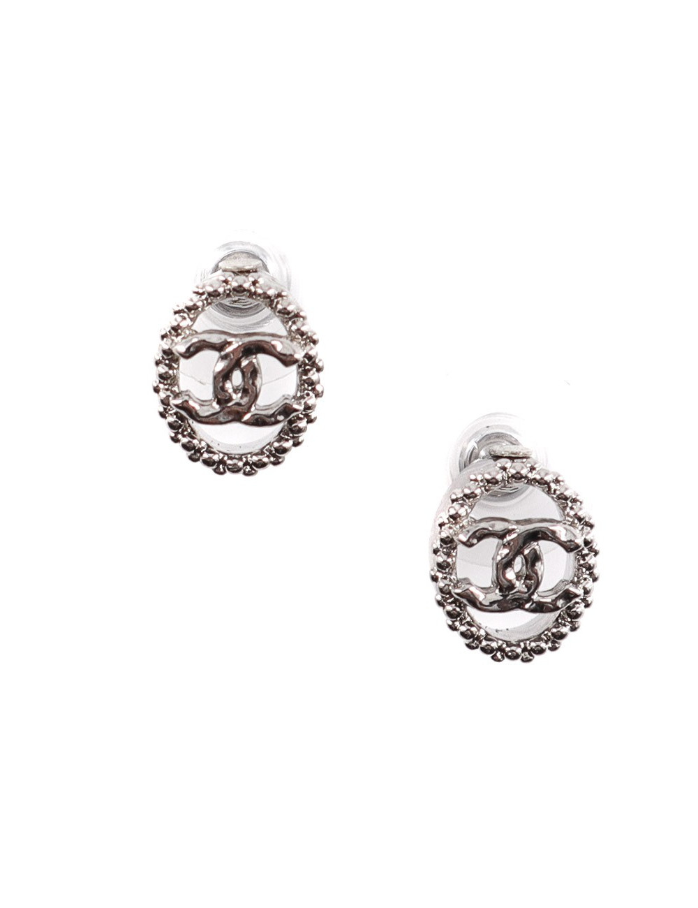 Boucles d'oreille clous CHANEL argent
