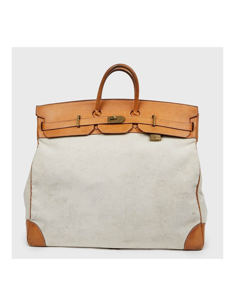 Haut à courroies HERMES toile et cuir