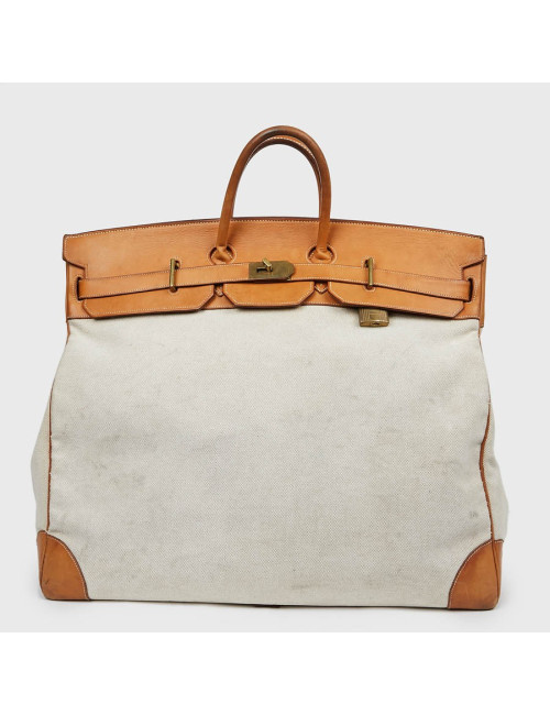 Haut à courroies HERMES toile et cuir