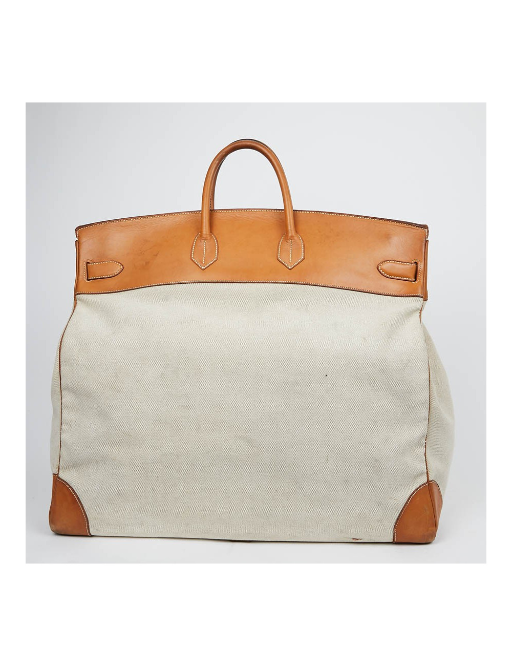 Haut à courroies HERMES toile et cuir