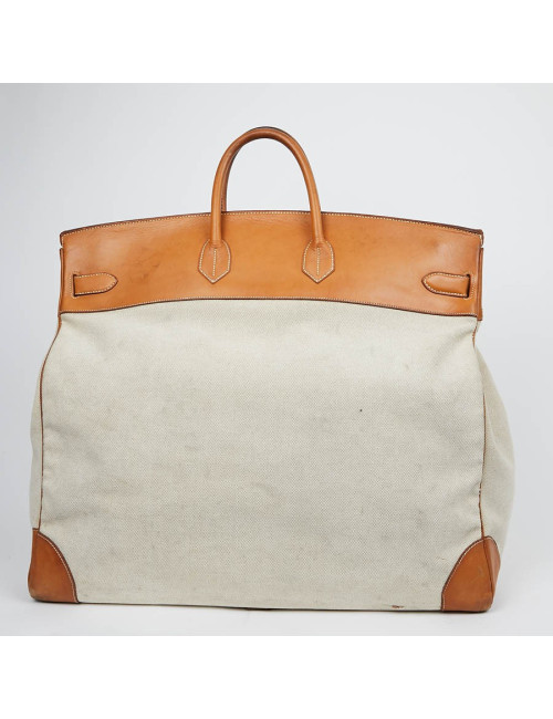 Haut à courroies HERMES toile et cuir