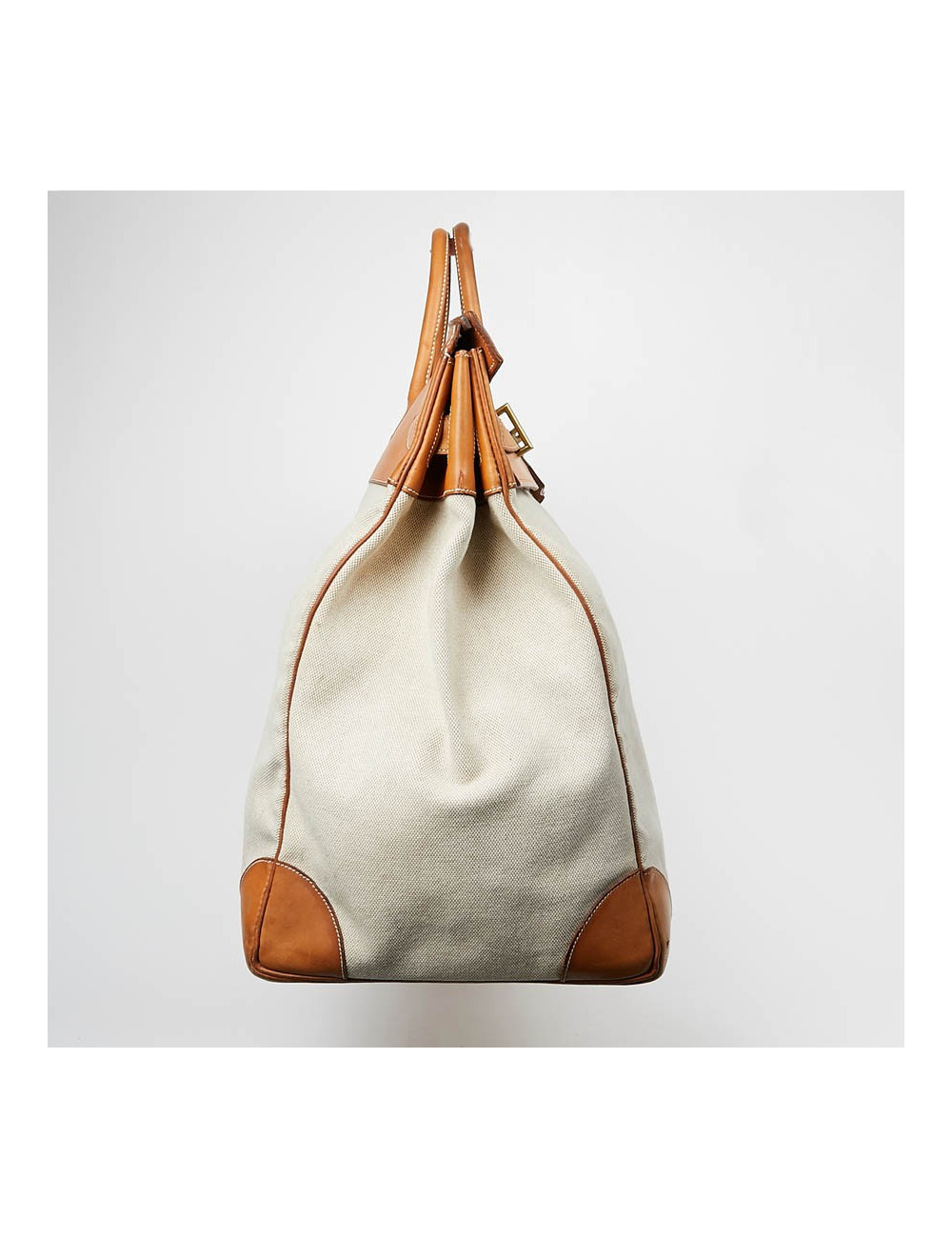 Haut à courroies HERMES toile et cuir