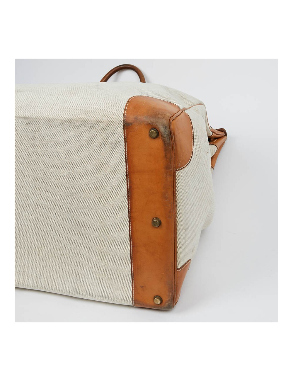 Haut à courroies HERMES toile et cuir