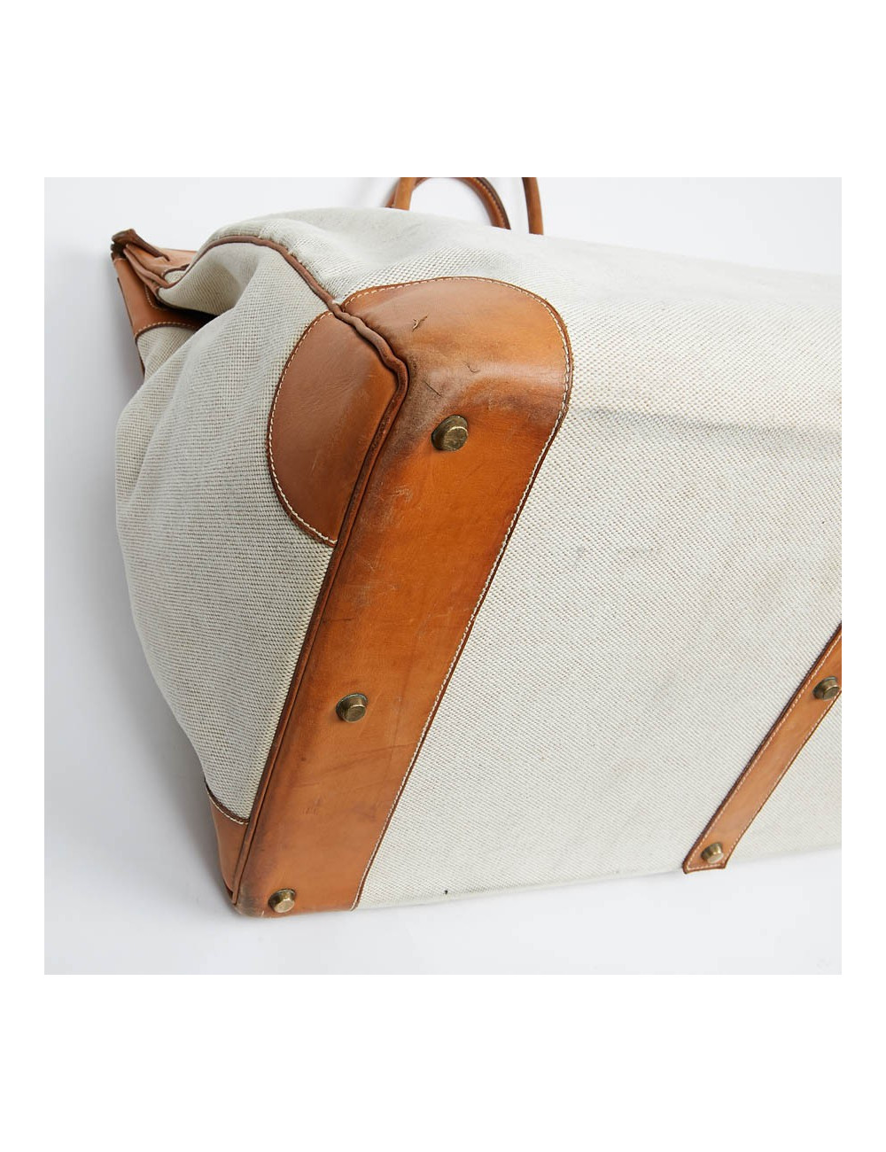 Haut à courroies HERMES toile et cuir