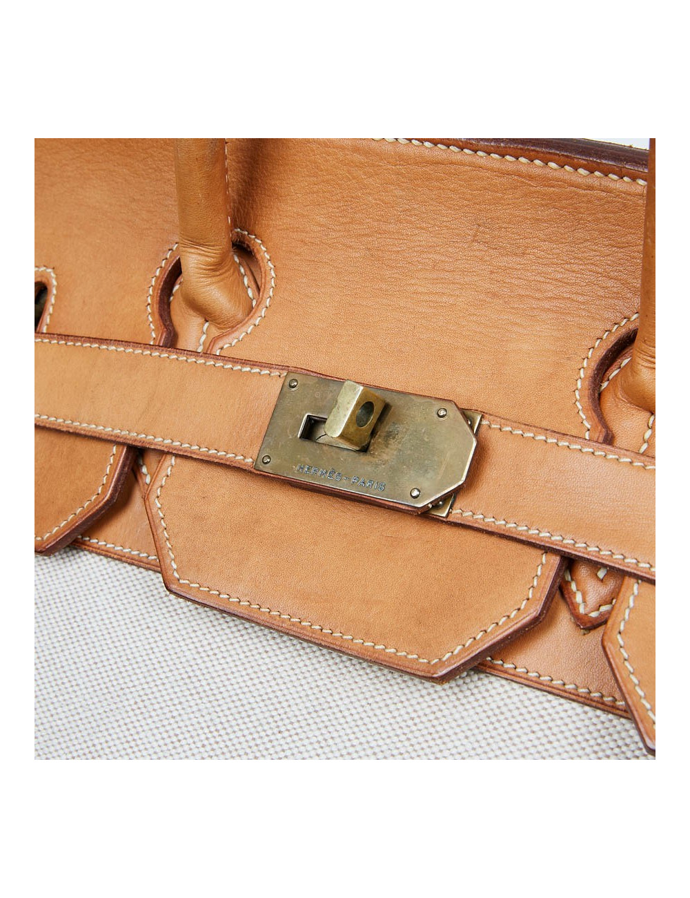 Haut à courroies HERMES toile et cuir