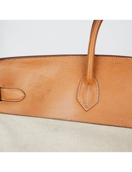 Haut à courroies HERMES toile et cuir