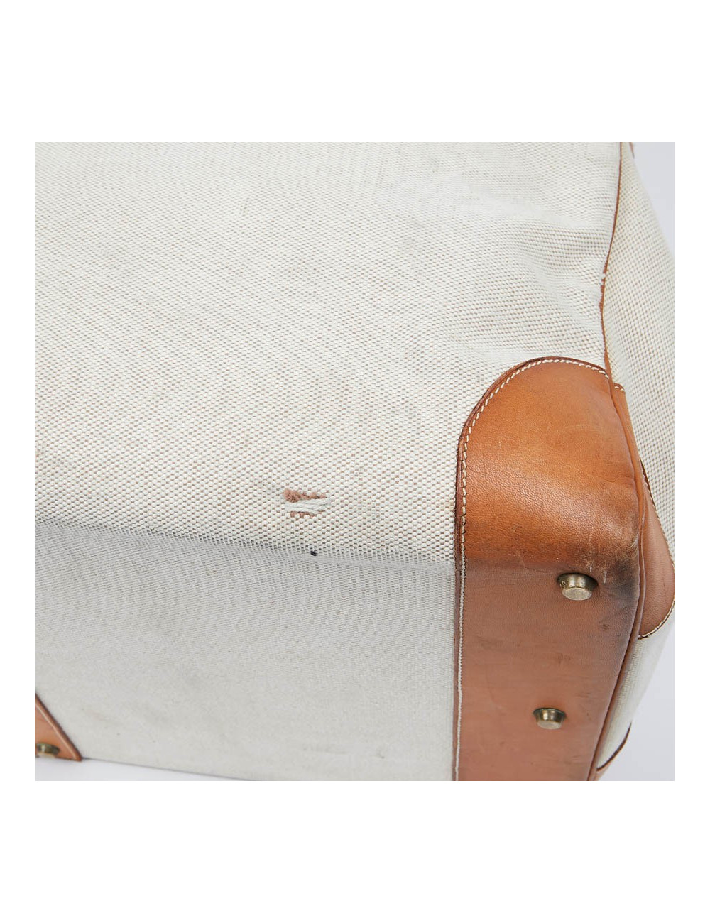 Haut à courroies HERMES toile et cuir