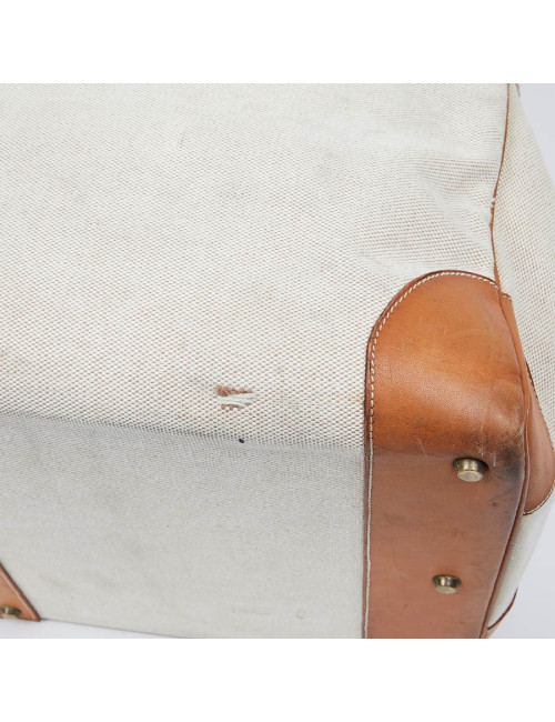 Haut à courroies HERMES toile et cuir