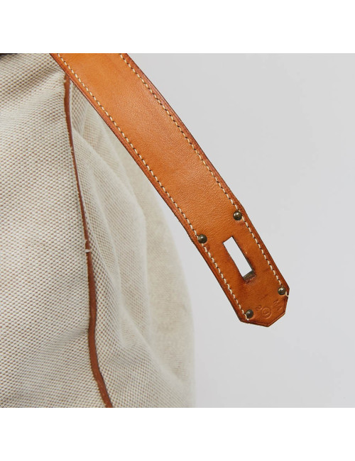 Haut à courroies HERMES toile et cuir