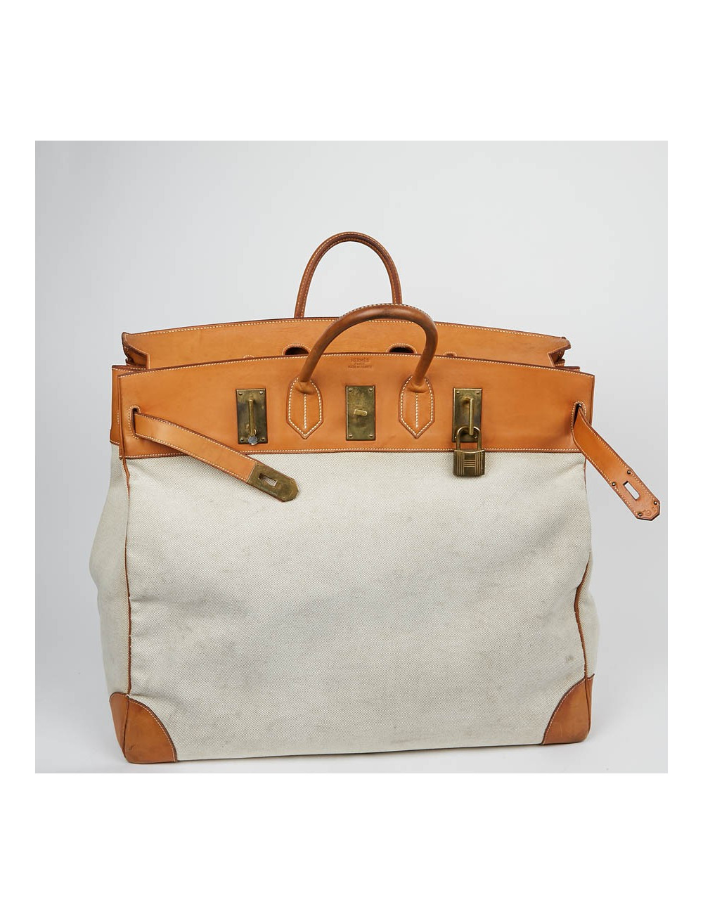 Haut à courroies HERMES toile et cuir