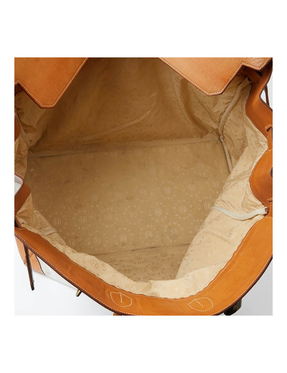 Haut à courroies HERMES toile et cuir