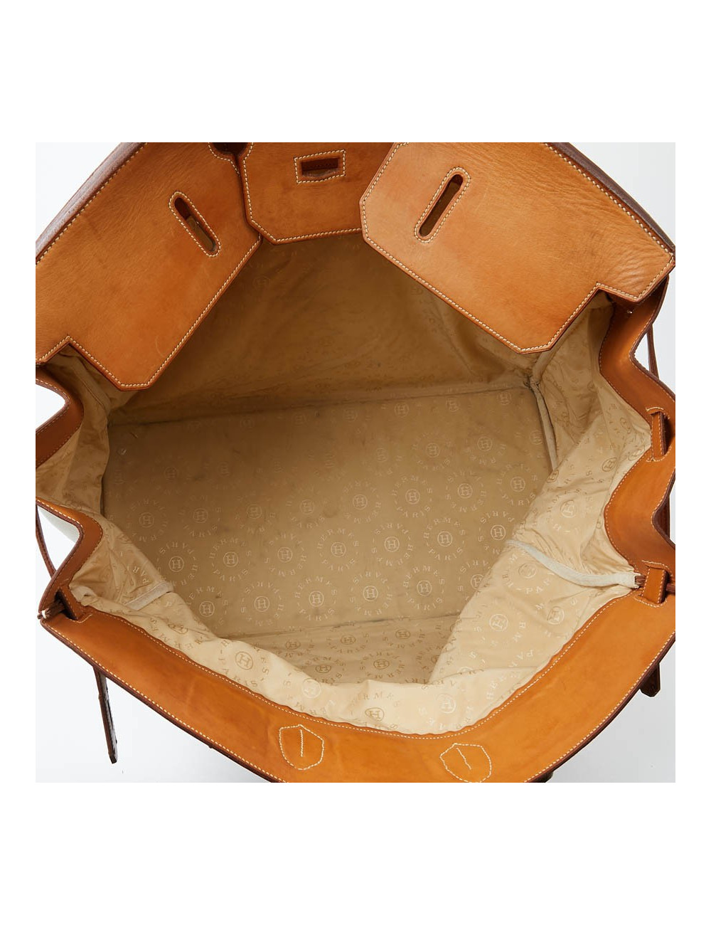 Haut à courroies HERMES toile et cuir