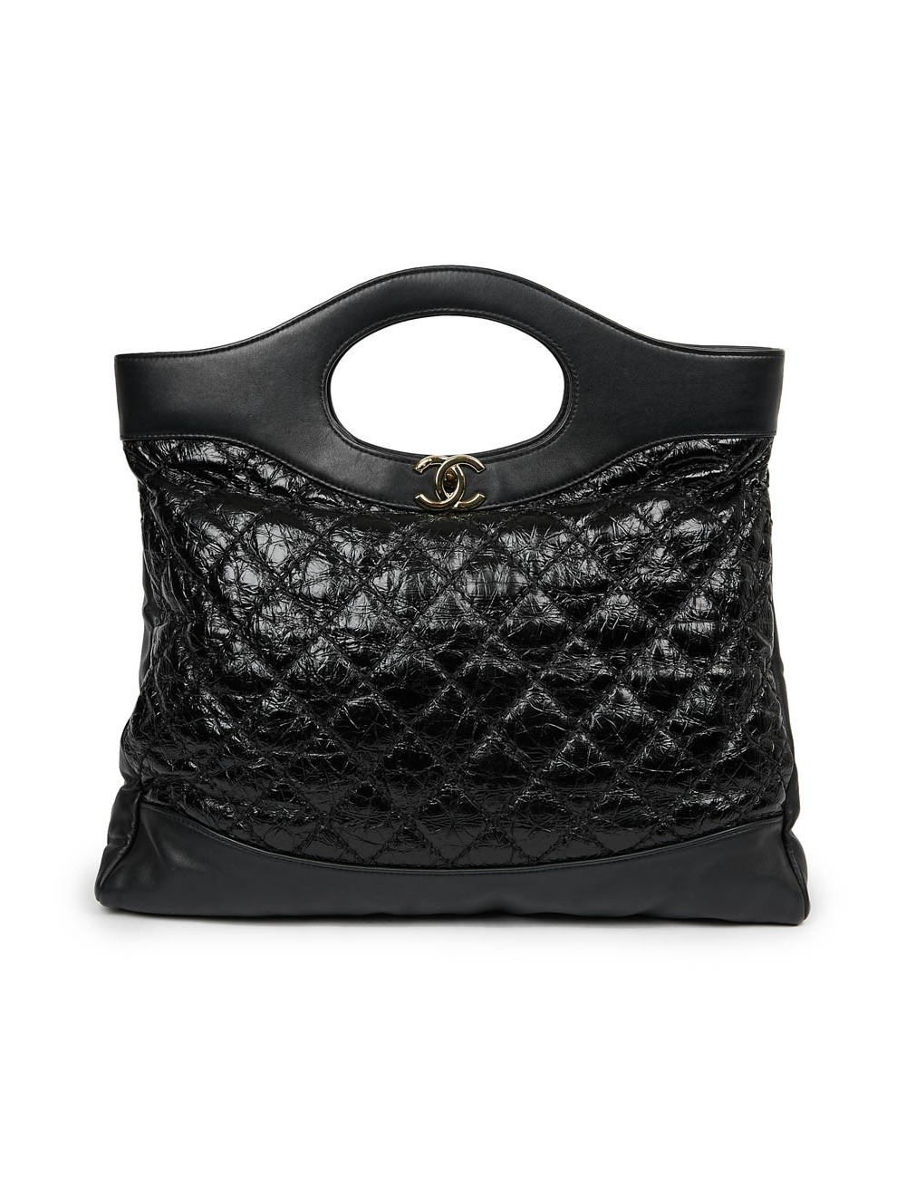 Grand cabas CHANEL 31 cuir froissé noir
