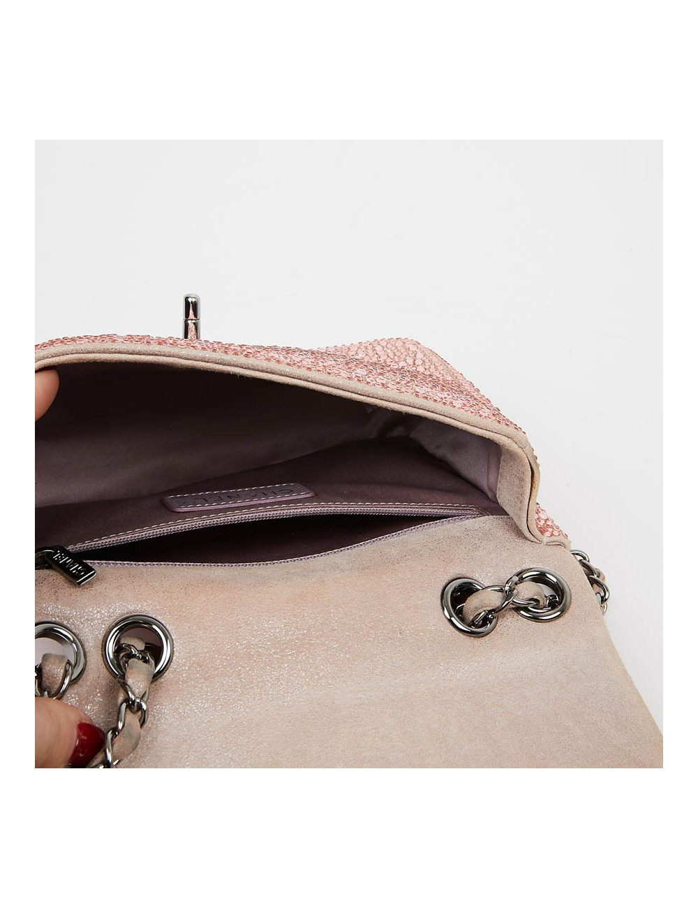 Sac CHANEL en veau velours incrusté de cristal