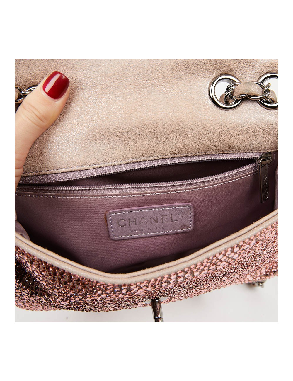 Sac CHANEL en veau velours incrusté de cristal