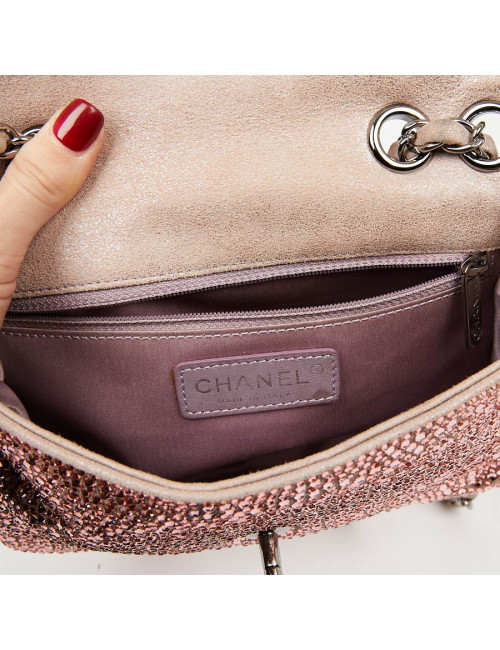 Sac CHANEL en veau velours incrusté de cristal