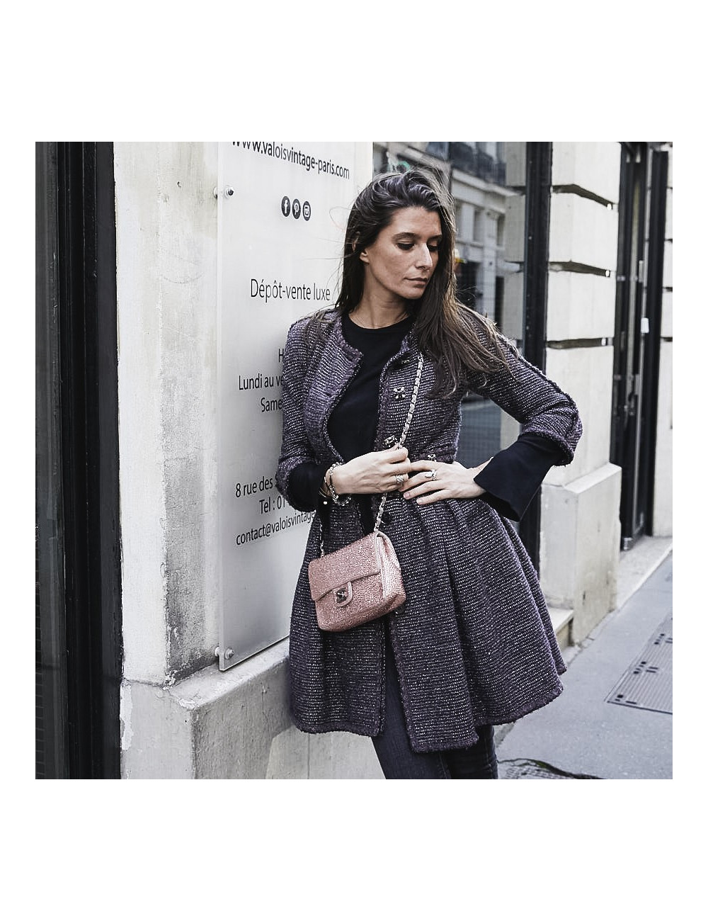 Sac CHANEL en veau velours incrusté de cristal