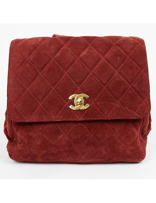 Sac à dos CHANEL veau velours brique