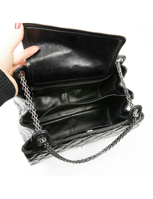 Sac CHANEL cuir froissé noir