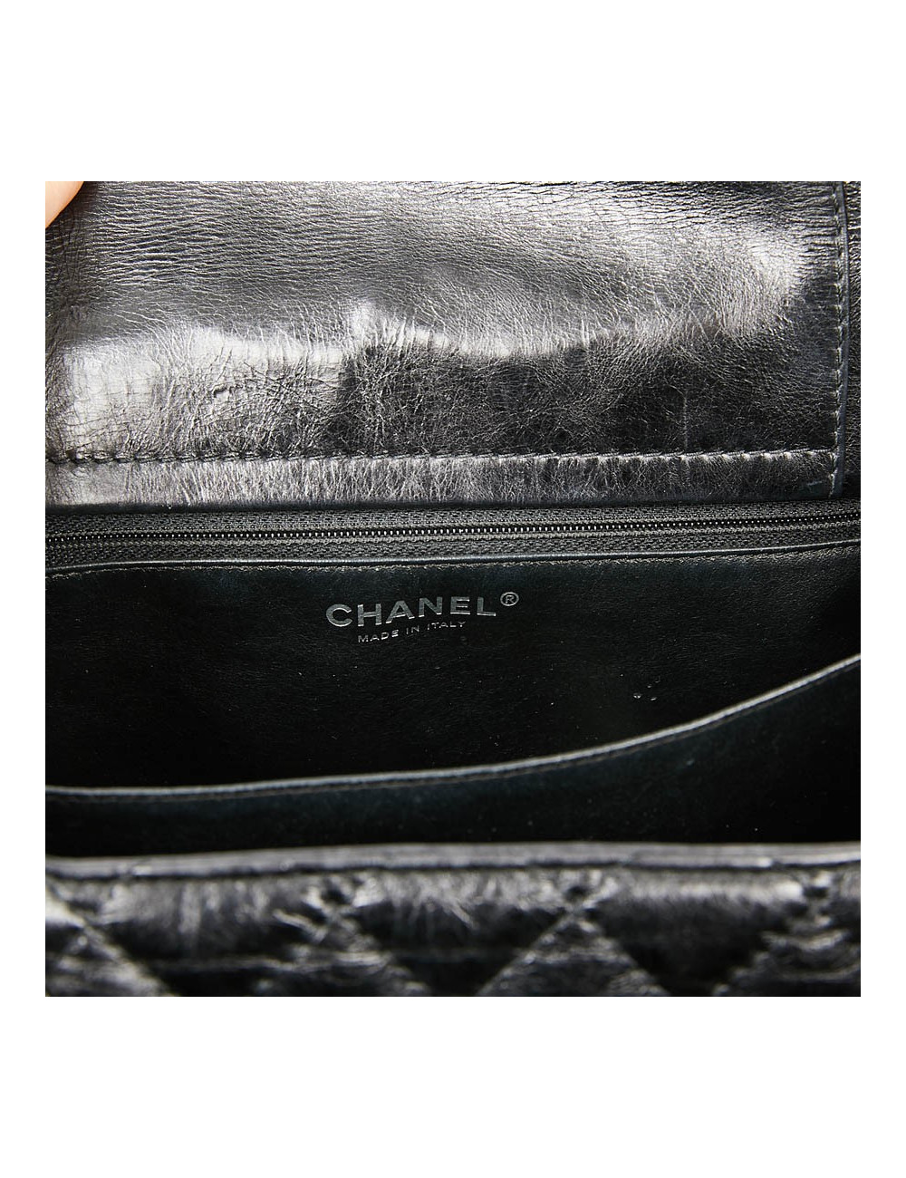 Sac CHANEL cuir froissé noir