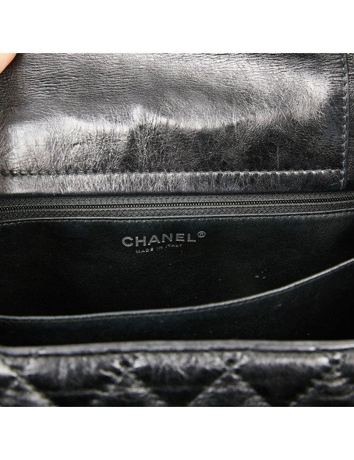 Sac CHANEL cuir froissé noir