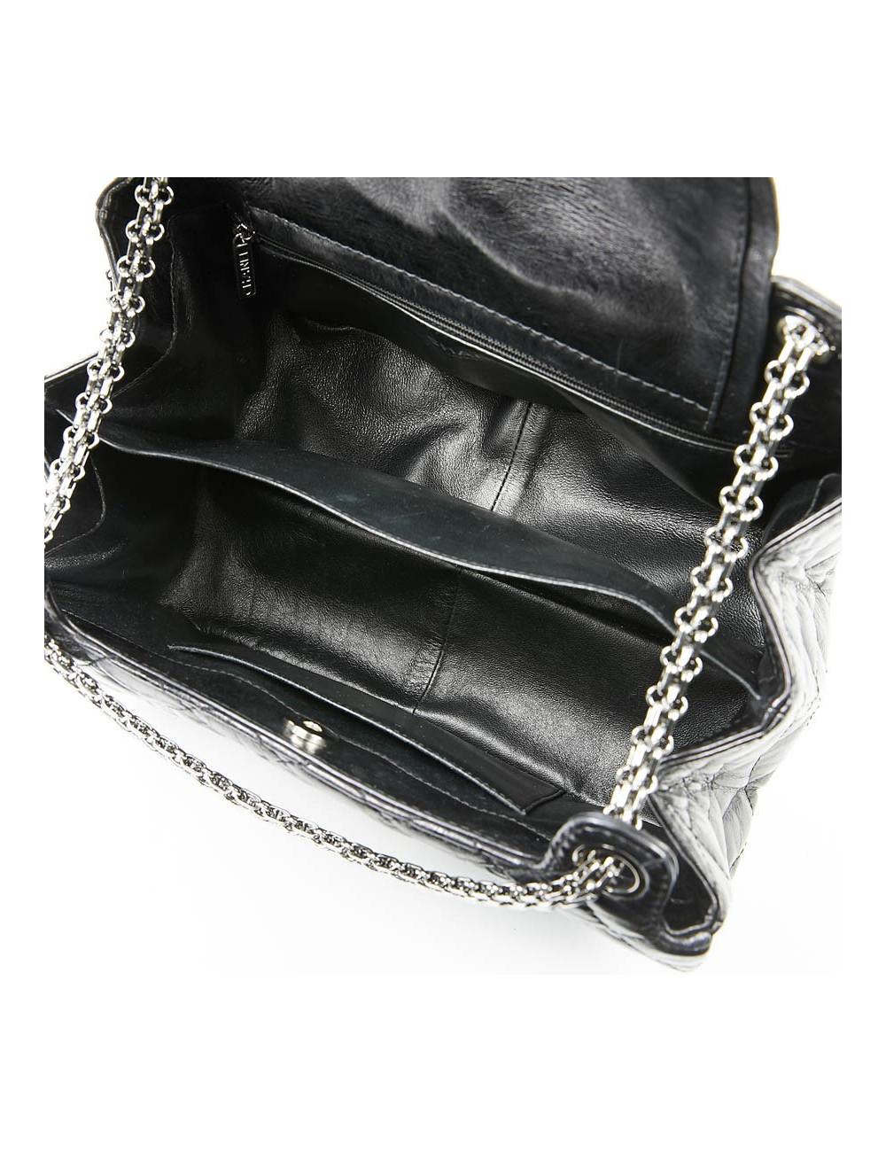 Sac CHANEL cuir froissé noir