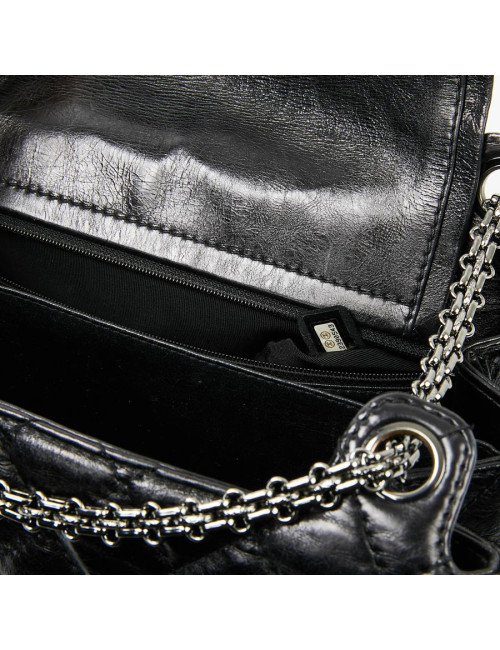 Sac CHANEL cuir froissé noir