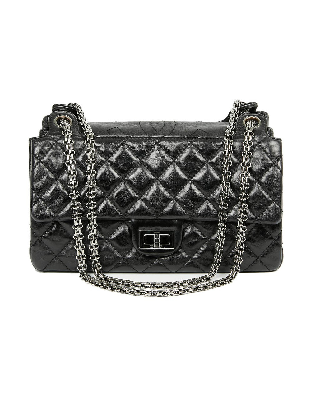 Sac CHANEL cuir froissé noir